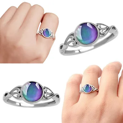 Girl Mood Ring Color Change Gemstone Rings Temperature Control Jewelry Gifts New • £3.35