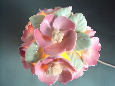 Vintage I. W.  Rice Porcelain Floral Capodimonte Boudoir Night Light • $32