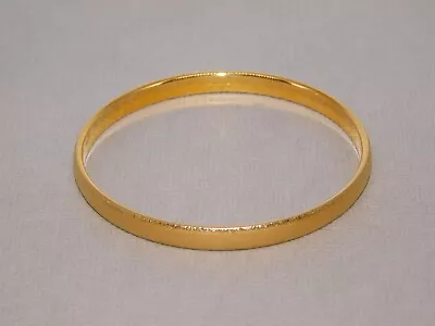 Vintage Monet Textured Brushed Gold Tone S Small Metal Bangle Bracelet • $7.95