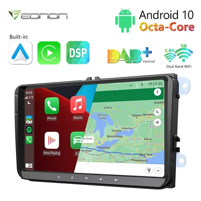 8Core 9  Android Auto 10 Car Play Stereo Radio GPS Sat Nav For VW Bora Caddy EOS • £128.19