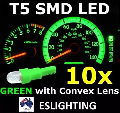 10x T5 Green Smd Led Dash Instrument Light Dashboard Bulb Globe Convex Lens 12v • $7.15