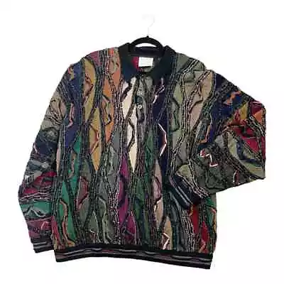 Vintage Coogi Sweater Australia Men's Size XL Multi Color Navy Mercerised Cotton • $429.99