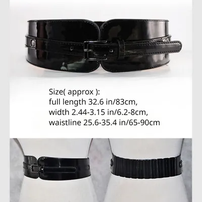 Lady Patent Leather Waistband Buckle Cincher Belt For Dress Coat Waistband Belt • £14.57