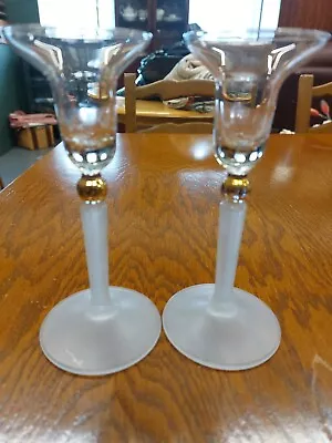 £8.99 • Buy Glass Candle Holders Used