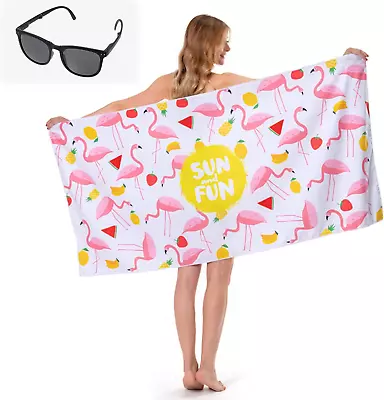 Microfibre Beach Towel For Adults Extra Large 80x160cm/31.49 X62.9  With Towel • £17.35