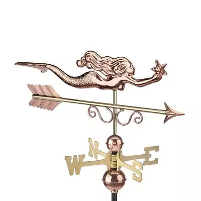Good Directions Mermaid Weathervane 23 L X 28 H X 15 W Pure Copper Roof Mount • $141.96