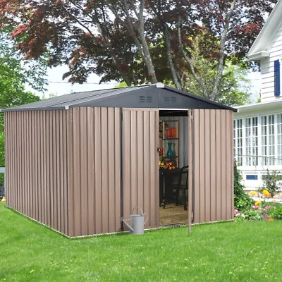 Metal Storage Shed For Ourdoor Steel Yard Small House Tools Shed W/Lockable Door • $129.99