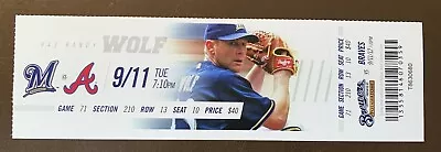 Milwaukee Brewers 9/11/12 MLB Ticket Stub Vs Atlanta Braves - Randy Wolf • $5.95