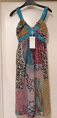 Nwt-sublims -multi Pattern Colourful Maxi Chiffon Summer Dress Size 10 • £8