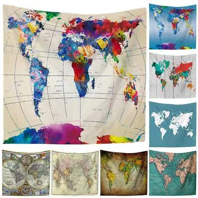 $6.57 • Buy Indian Tapestry Watercolor World Map Wall Hanging  Bedspread Throw Cover Decor