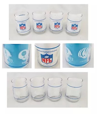 VINTAGE NFL Whiskey Glasses 16 Oz. OILERS BENGALS STEELERS BROWNS 4-Piece Set • $28.88