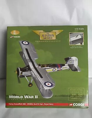 Corgi Aviation 1:72 Fairey Swordfish Mk.1 W5856 No 810 Sqn Royal Navy Aa36302 • £44.99