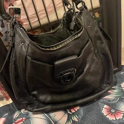 $25 • Buy Mimco Black Leather Hobo Style Shoulder Bag 
