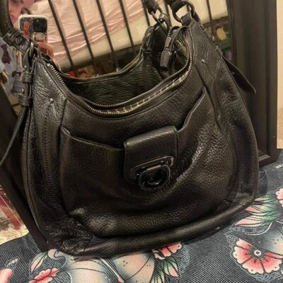 $25 • Buy Mimco Black Leather Hobo Style Shoulder Bag 