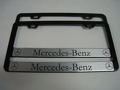 2 Brand New  MercedesBenzRev  BLACK Metal License Plate Frame Front&Rear • $23.86