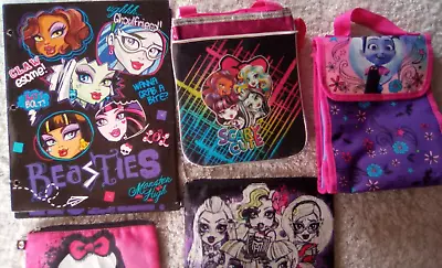 Monster High Lot Accessories Cross Body Purse Folders Pencil Holders Lunch Bag • $18