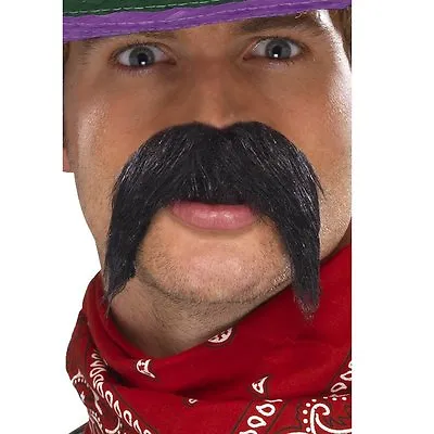 Mexican Moustache Gringo Big Bushy Fancy Dress Tash Black Adults Men Carnival • £3