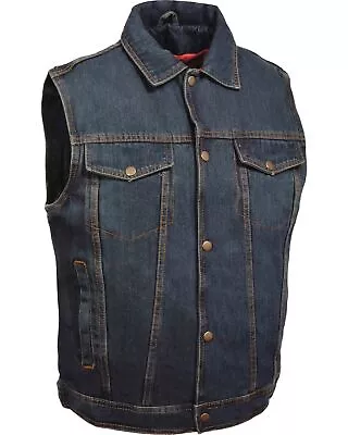 Milwaukee Leather Men's Snap Front Motorcycle Denim Vest W/ Shirt Collar -DM1331 • $54.99