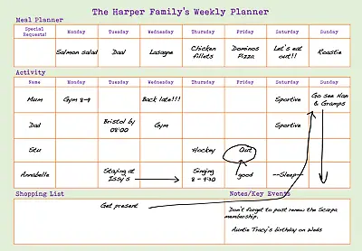 Family Household Weekly Planner A4 Re-useable Wipe Clean To Do List Organiser • £4.45