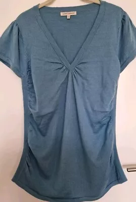 Laura Ashley Merino Wood Short Sleeve Jumper  Duck Egg Blue  Excellent Condit • £5