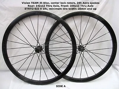 FSA Vision Team 35 SL Road Wheelset 700c Shimano 12x100-142 Disc 9-10-11 Sp TLR • $209.99