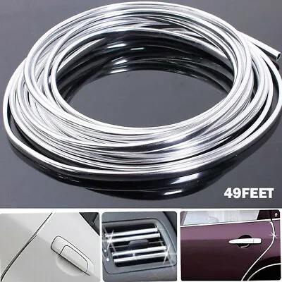 49FT Chrome Car Door Edge Molding Trim Seal Strip Scratch Protector Guard Decor • $7.99