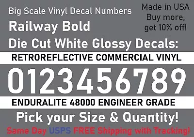 0-10 7 -32  Big Size Vinyl Reflective Decal Numbers (White) 7Yrs Outdoor Film • $25.41