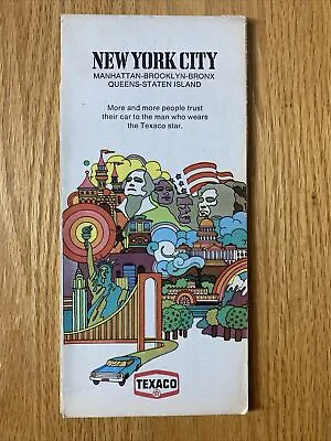Texaco Map New York City Manhatten Brooklyn Bronx Queens 1971 Gas Oil • $9.99