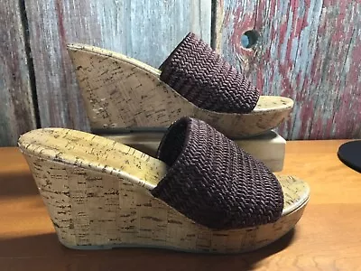 Montego Bay Club Wedge Open Toe Sandals Brown Size 8.5  ......................a5 • $19.99