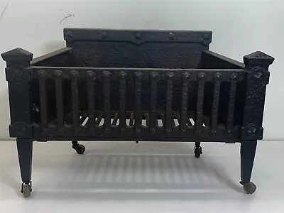 Antique Mission Cast Iron Fireplace Basket Grate Coal Box Wood Log Holder Insert • $399.95