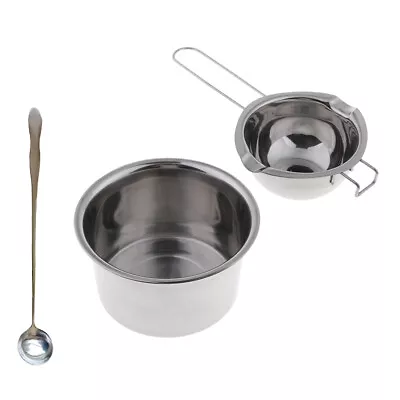3pcs Stainless Steel Wax Melting Pot Double Boiler & Long Spoon DIY Candles • £11.93