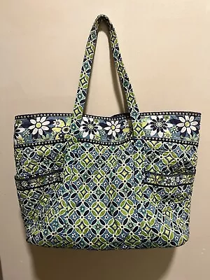 Vera Bradley Blue Green White Floral Large Multi Pockets Tote Bag • $14