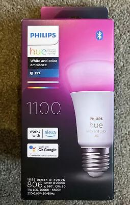 $50 • Buy Philips Hue A60 E27 LED 1100Lm Colour 11W Smart Globe Bluetooth