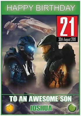 Personalised Halo Inspired Birthday Card (2 Designs) • £3.99