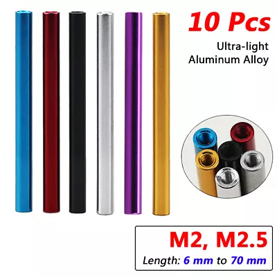 £2.99 • Buy 10 Pcs Aluminum Alloy Round M2 M2.5 Threaded Standoff Spacer Nuts Rod 6 To 70 Mm