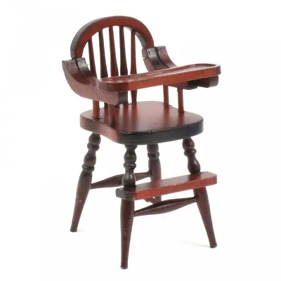 DOLLS HOUSE 1/12th BABY HIGHCHAIR IN MAHOGANY WOOD • $14.74