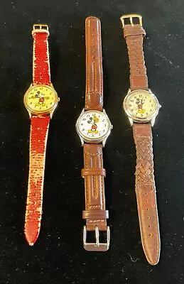 Lot Of 3 Vintage Mickey Mouse Watches LORUS & Fossil (see Descrip) FREE SHIPPING • $29.99