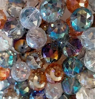 15 Large Faceted Round Disco Ball Beads Crystal Glass 18mm Mixed Loose Bead Lot • $8.48