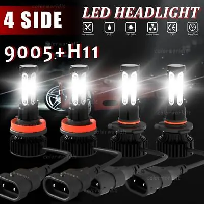 4x 9005+H11 LED Headlight Combo High Low Beam Bulbs Kit Super White Bright Lamps • $18.99