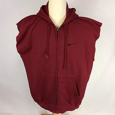 Minty Vintage 90's Nike USA Maroon Sweatshirt Jacket Hoodie Sleeveless Boxing XL • $67.99