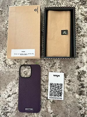 Vaja DEEP PURPLE LEATHER BACK COVER For IPhone 14 Pro Max-$119 • $49.99