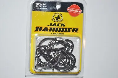 Team Catfish Jack Hammer J Hooks Size 6/0  Black Nickel Value Pack • $13.95