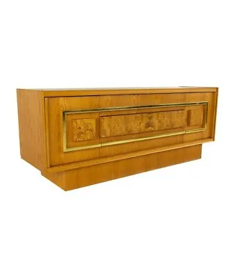 Milo Baughman Style Mid Century Burlwood And Brass Credenza • $3447