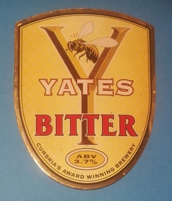 £1.70 • Buy Beer Pump Clip Badge Front YATES Brewery GOLDEN Cask Ale BITTER Cumbria Bee Wasp