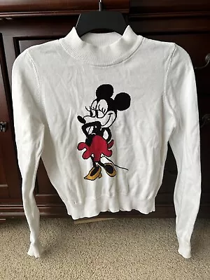 Forever 21 Disney Junior's Size Small Ivory Vintage Style Minnie Mouse Sweater • $14