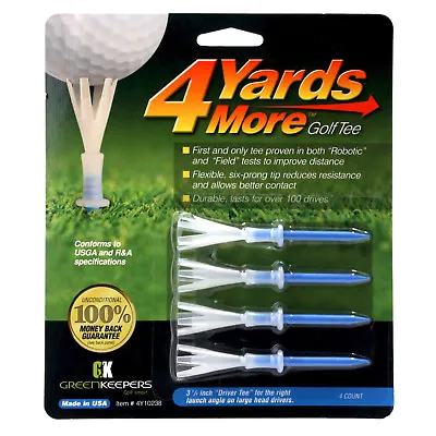 4 Yards More Golf Tees 3 1/4  Pack - 4 Blue Driver Plastic Tees • $7.49