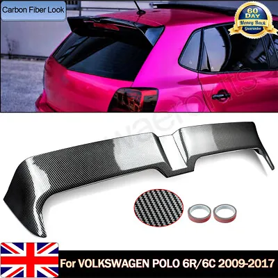 For Vw Polo Mk5 6r 6c Oettinger Style Rear Roof Spoiler Carbon Fiber Look 09-17 • £65.85