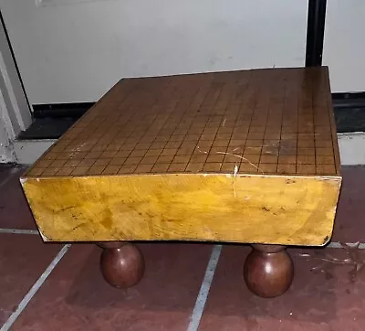 Japanese Wooden Go Board Vtg Igo Game Table Goban Leg Heso 19X19 Grid~Board Only • $159.95