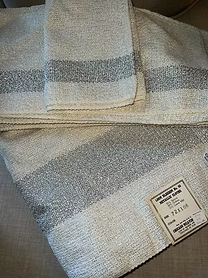 Vintage MCM Chicago Weaving Loom No 65 Tablecloth X Napkins Cream Silver 72x108 • $125