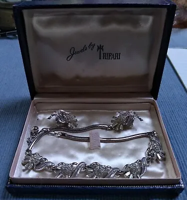 £23.18 • Buy Vintage Crown Trifari Necklace & Earrings Org Box Ca 1950's
